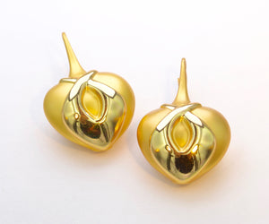 18K Yellow Gold Designer Dangle Earrings