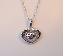 Diamond and Pink Sapphire  heart-shaped pendant in 18K White Gold