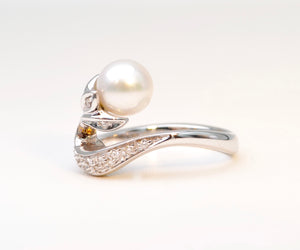 Pearl and Diamond Swan Ring