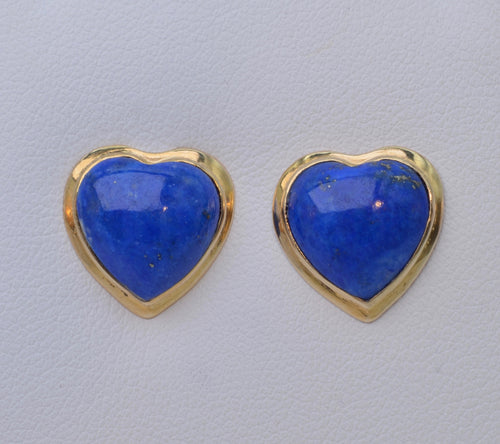 Lapis Lazuli Heart-Shaped Earrings in 14K Yellow Gold