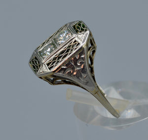 14K white gold Antique Art Deco diamond ring