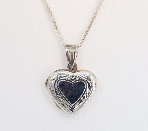 Sterling Silver Engraved Decoration Heart Locket