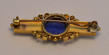 18K yellow gold Etruscan Revival pin with Lapis Lazuli
