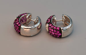 18K white gold Ruby/Diamond hoop earrings