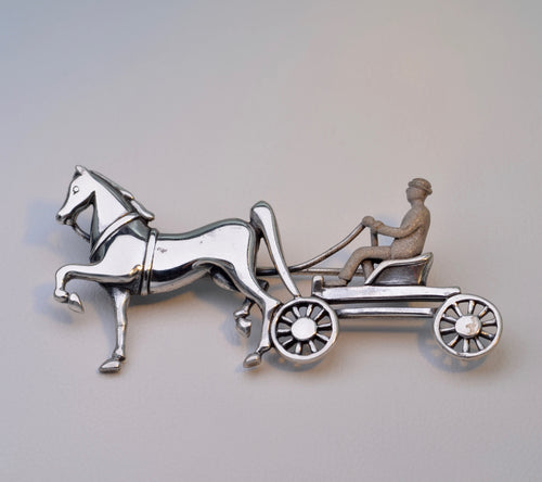 Sterling Silver Horse and Carriage Brooch