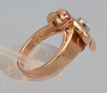 14K rose gold ring with Diamonds and Rubies, ca. 1940's