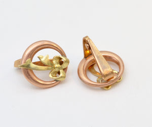 14K Yellow and Rose Gold Bow Earrings
