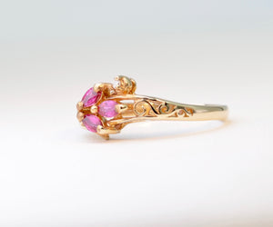 Ruby Ring with Small Side Diamond in 14K Yellow Gold