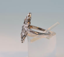 14K white gold Antique ring with 20 old mine cut Diamonds, ca.1920