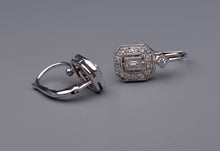 18K white gold lever back earrings Art Deco-style with diamonds