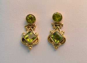 18K yellow gold handmade Peridot earrings