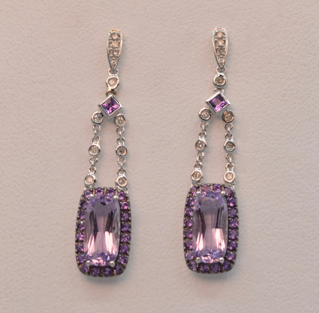 14K Diamond and Amethyst dangle earrings