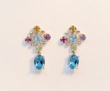 Colored Gemstone Earrings set in 14K White Gold