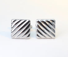 Stainless Steel Square Cufflinks with Diagonal Channels