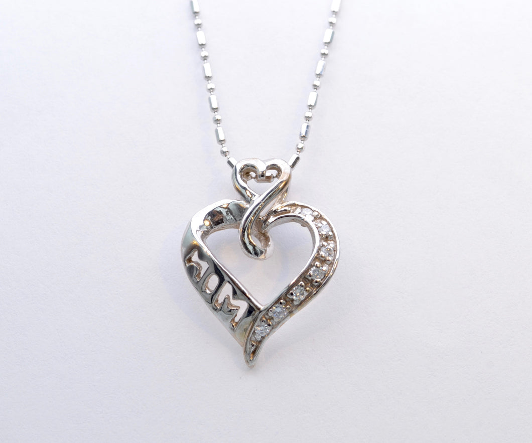 14K White Gold Diamond Heart-shaped Pendant for 