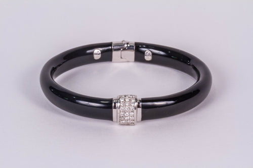 Black Onyx and Diamond Bangle Bracelet